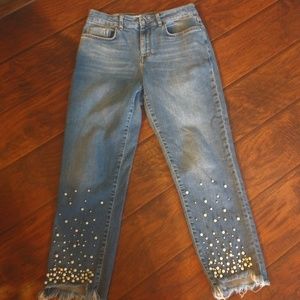 Designer boyfriend cut jeans.